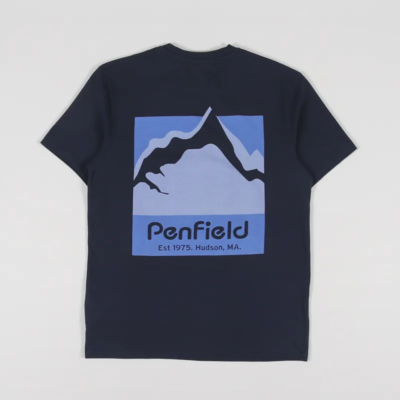 Penfield Mountain Scene Back Graphic T Shirt Navy