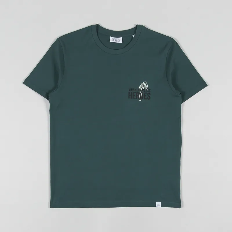 Working Class Heroes Mushroom Box logo Regular Fit T Shirt Glazed Green-1