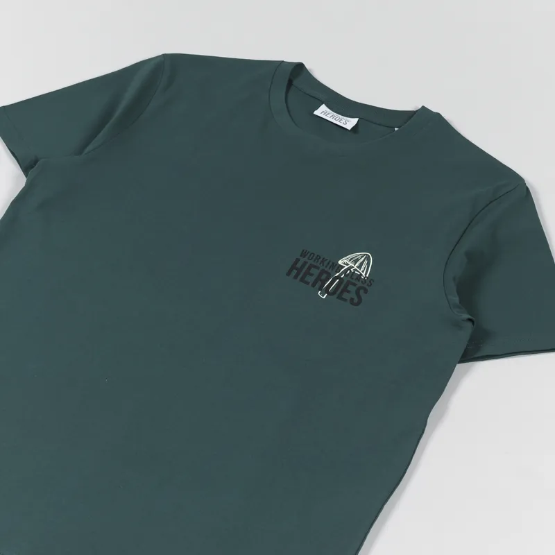 Working Class Heroes Mushroom Box logo Regular Fit T Shirt Glazed Green-3