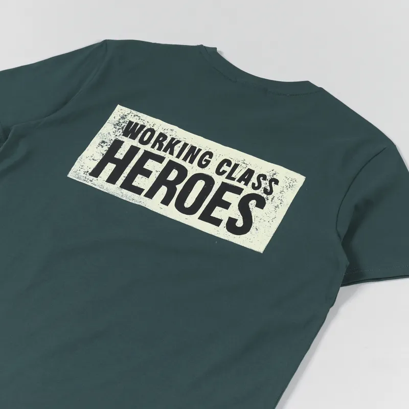 Working Class Heroes Mushroom Box logo Regular Fit T Shirt Glazed Green-2