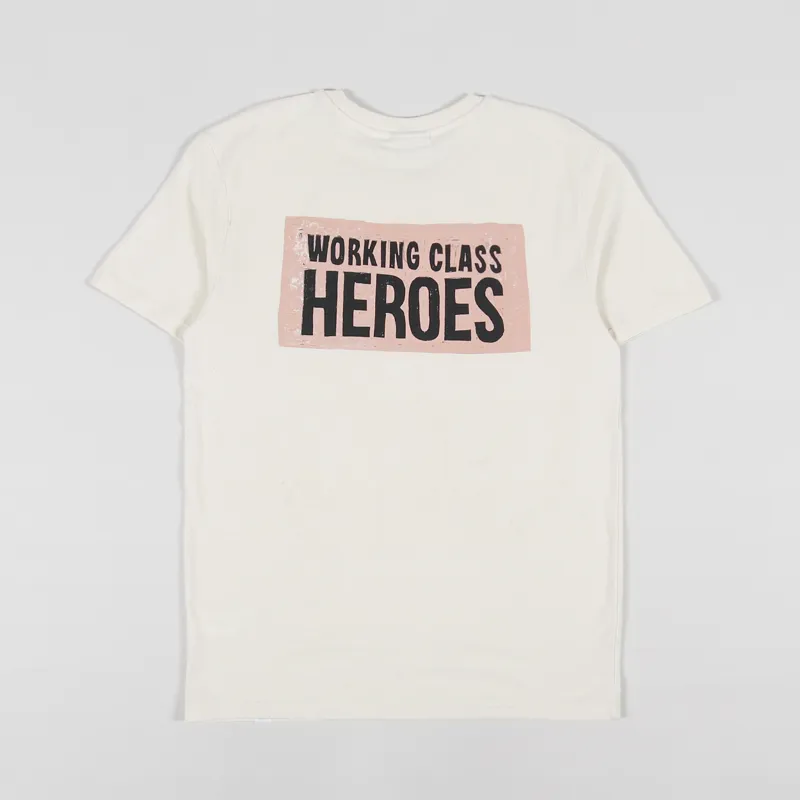 Working Class Heroes Mushroom Box logo Regular Fit T Shirt Natural
