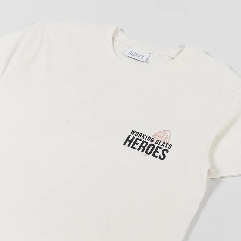 Working Class Heroes Mushroom Box logo Regular Fit T Shirt Natural-3