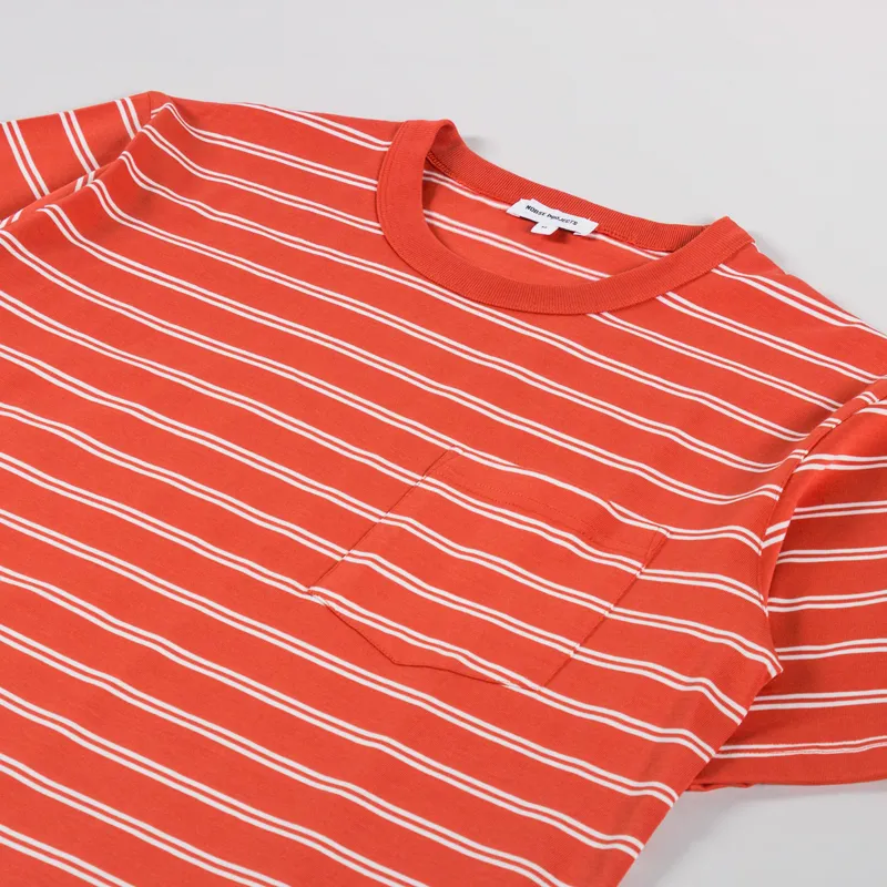 Norse Projects Holger Organic Sailor Stripe Pocket T Shirt Blood Orange-1