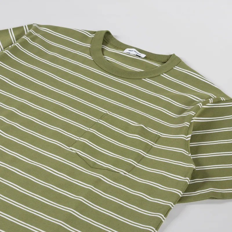 Norse Projects Holger Organic Sailor Stripe Pocket T Shirt Moss Green-1