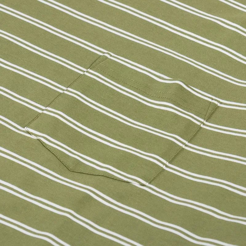 Norse Projects Holger Organic Sailor Stripe Pocket T Shirt Moss Green-2
