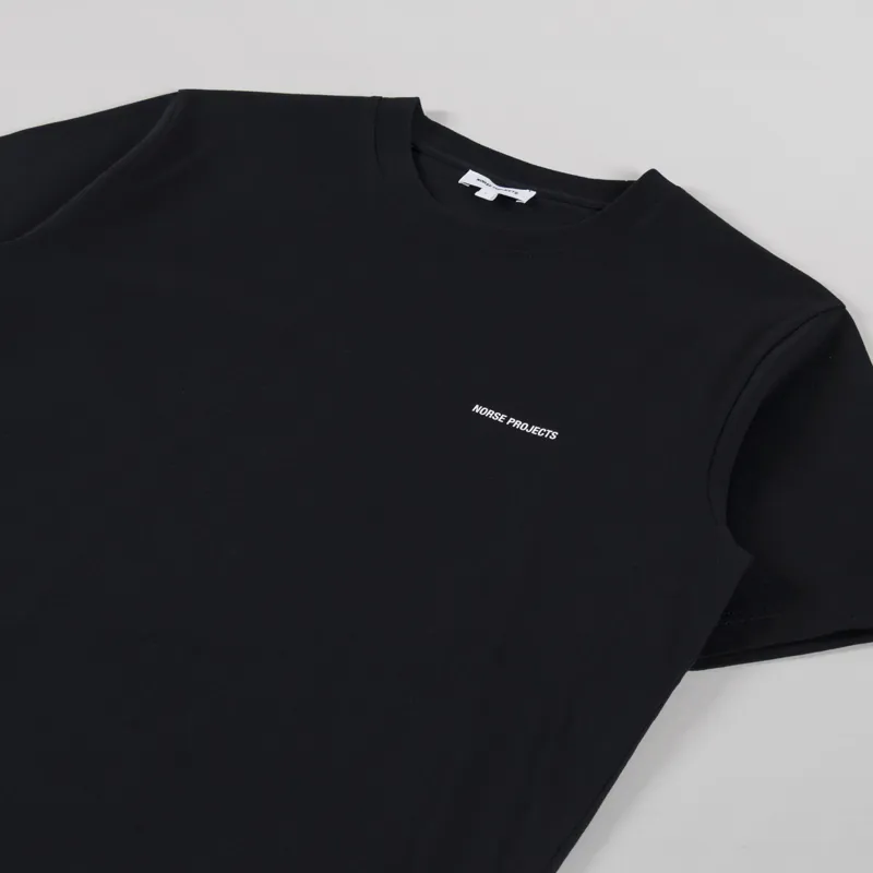 Norse Projects Johannes Organic Norse Logo Print T Shirt Black-1