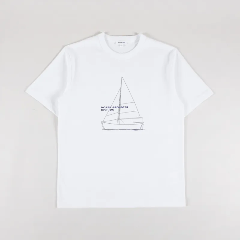 Norse Projects Holger Organic Boat Print T Shirt White