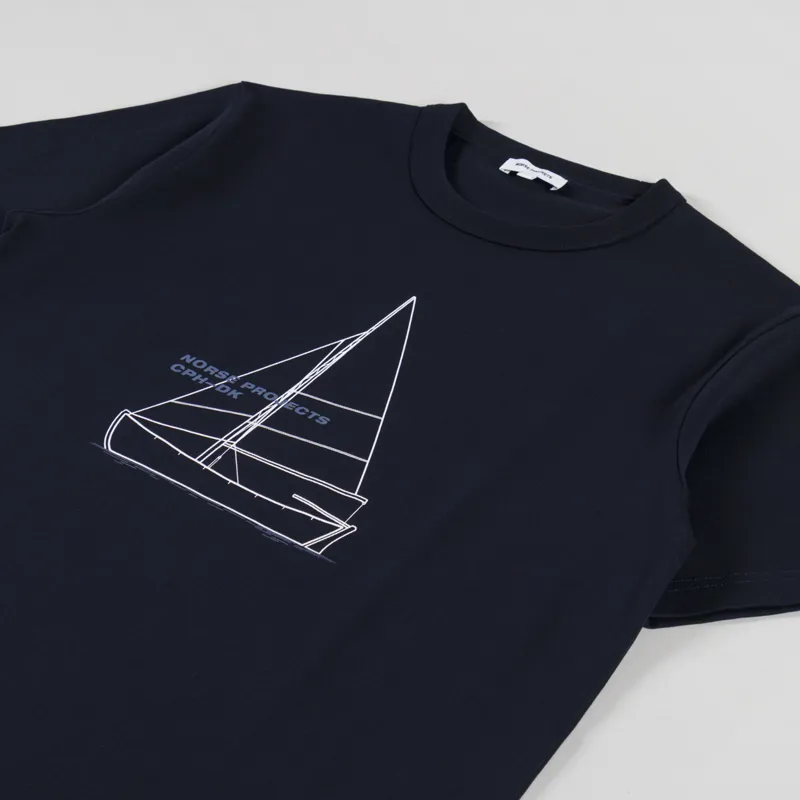 Norse Projects Holger Organic Boat Print T Shirt Dark Navy-1