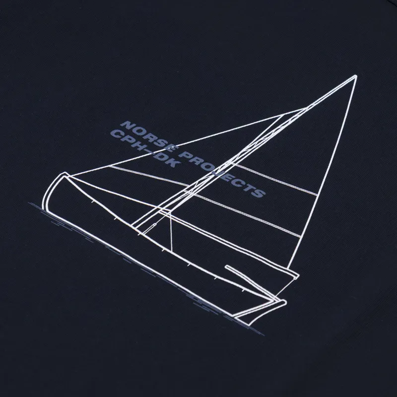 Norse Projects Holger Organic Boat Print T Shirt Dark Navy-2