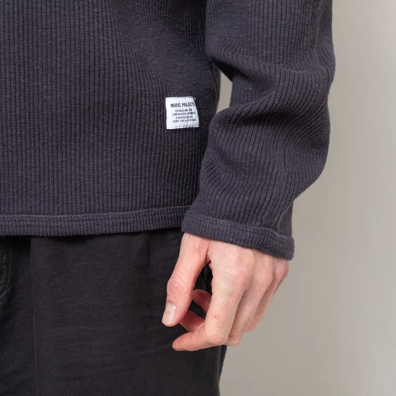 Norse Projects Eske Military Rib Long Sleeve T Shirt Graphite-7