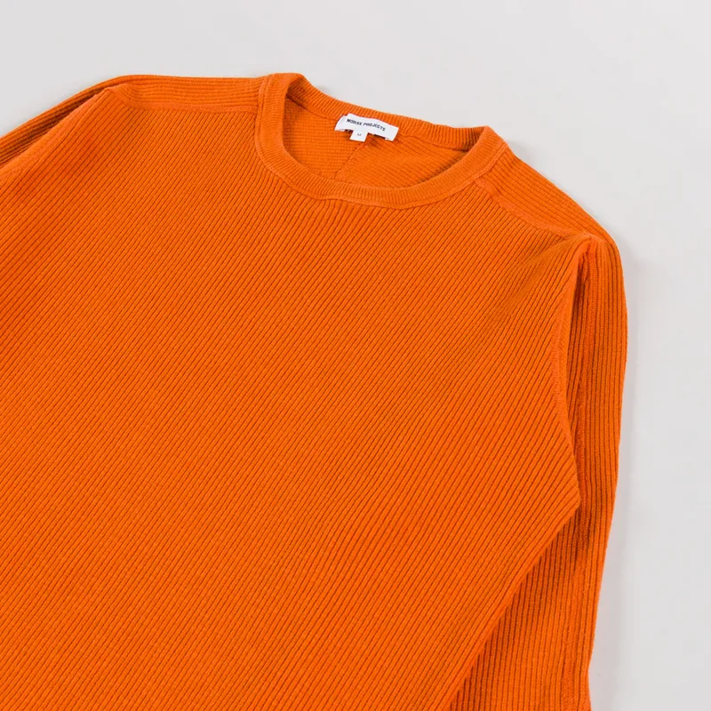 Norse Projects Eske Military Rib Long Sleeve T Shirt Golden Orange-2