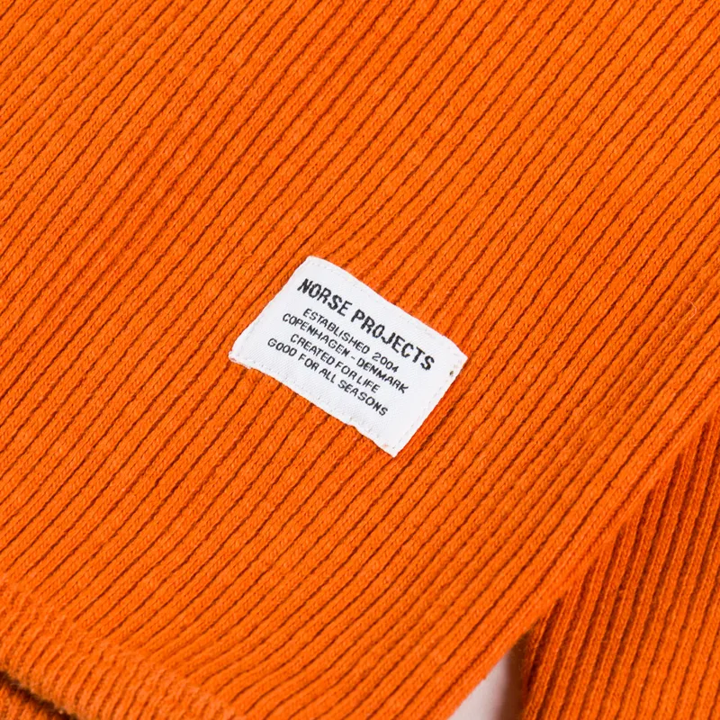 Norse Projects Eske Military Rib Long Sleeve T Shirt Golden Orange-4