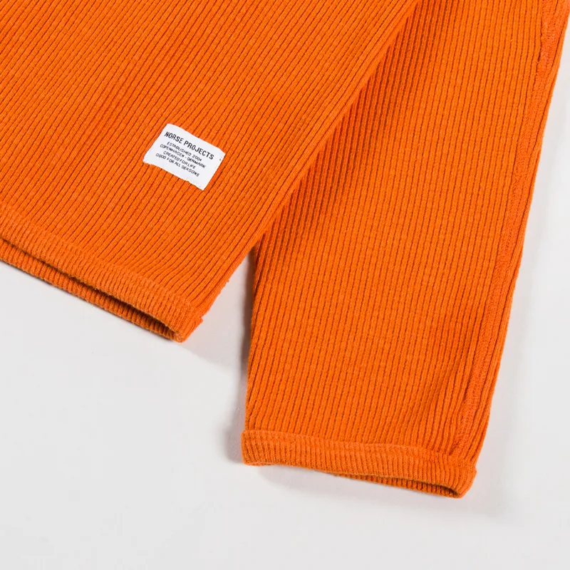 Norse Projects Eske Military Rib Long Sleeve T Shirt Golden Orange-5