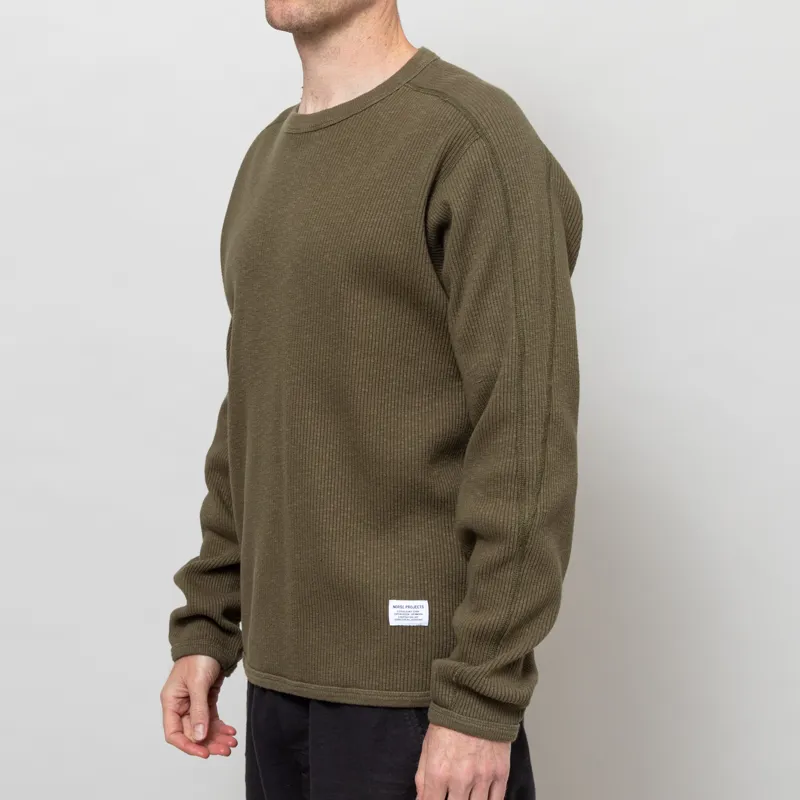 Norse Projects Eske Military Rib Long Sleeve T Shirt Olive Night-1