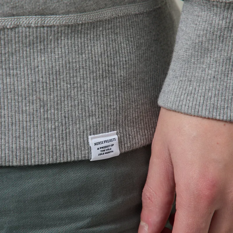 Norse Projects Gilja Brushed Diagonal Cotton Sweatshirt Grey Melange-6