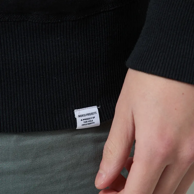 Norse Projects Gilja Brushed Diagonal Cotton Sweatshirt Black-4