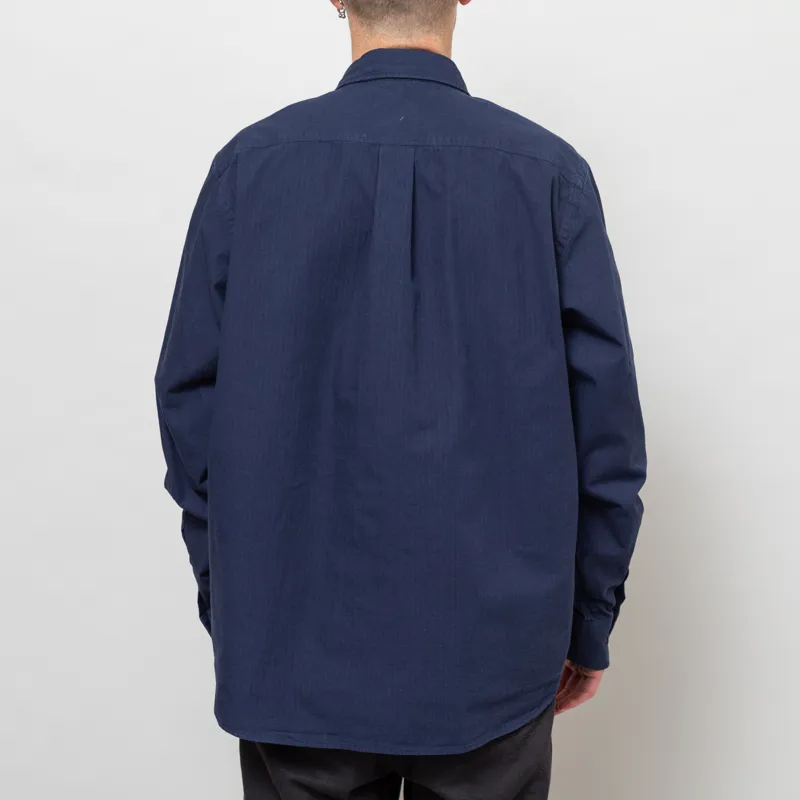 Norse Projects Algot Cotton Ripstop Relaxed Shirt Workwear Blue-3