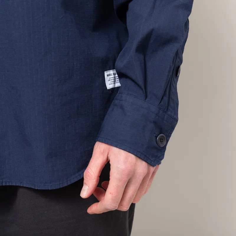 Norse Projects Algot Cotton Ripstop Relaxed Shirt Workwear Blue-11
