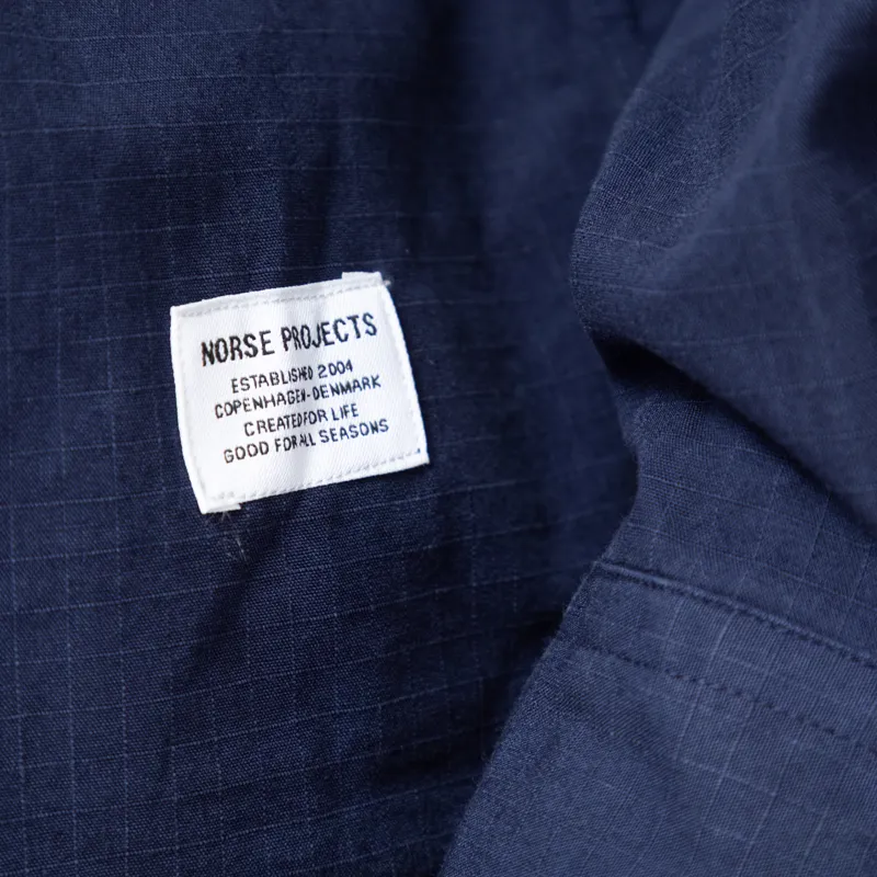 Norse Projects Algot Cotton Ripstop Relaxed Shirt Workwear Blue-10