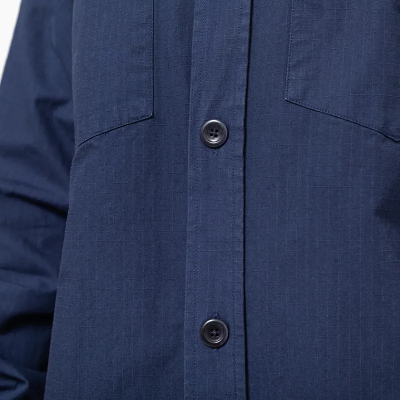 Norse Projects Algot Cotton Ripstop Relaxed Shirt Workwear Blue-7