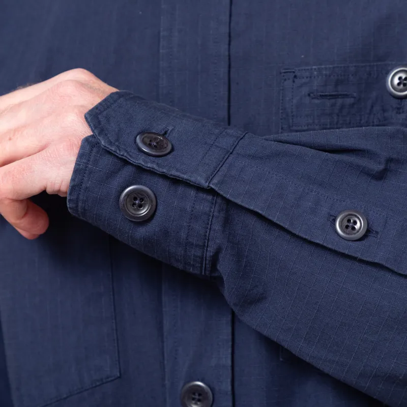 Norse Projects Algot Cotton Ripstop Relaxed Shirt Workwear Blue-9