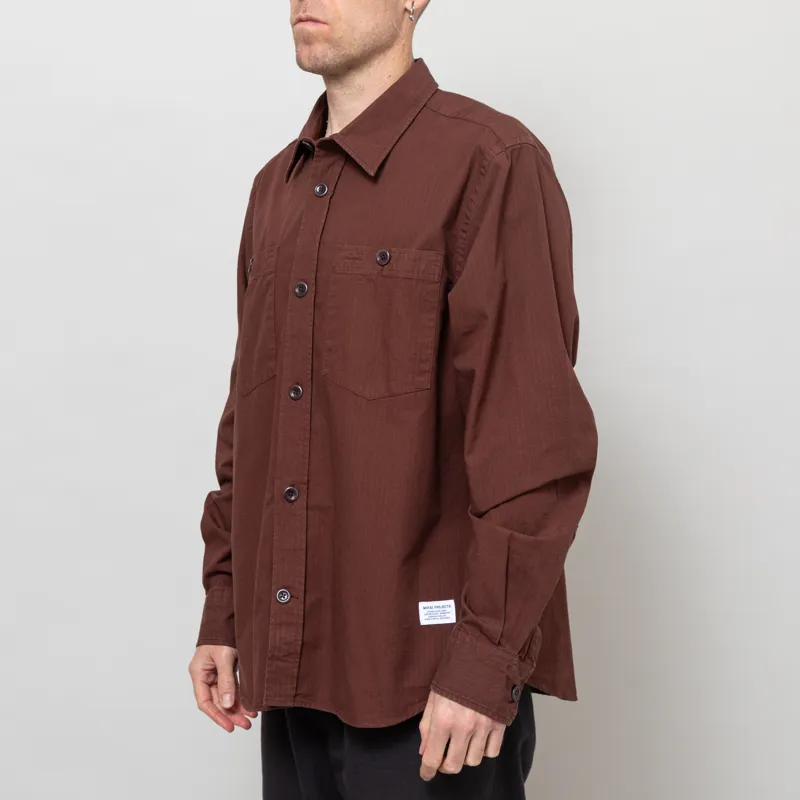 Norse Projects Algot Cotton Ripstop Relaxed Shirt Mahogany-1