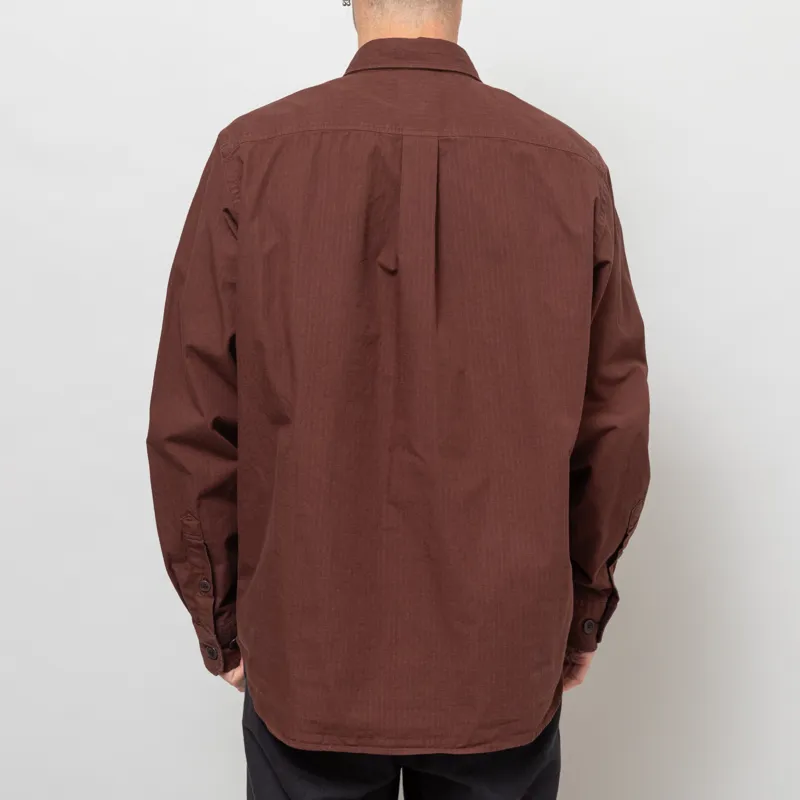 Norse Projects Algot Cotton Ripstop Relaxed Shirt Mahogany-3