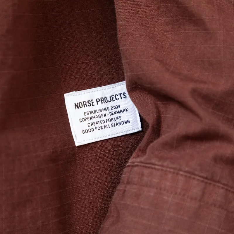 Norse Projects Algot Cotton Ripstop Relaxed Shirt Mahogany-10