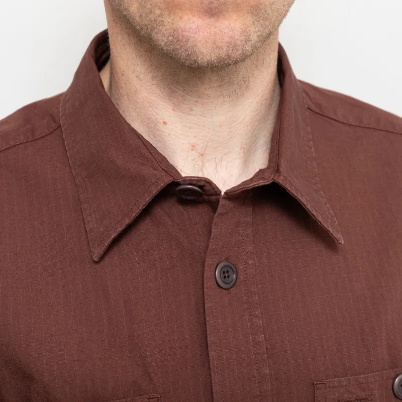 Norse Projects Algot Cotton Ripstop Relaxed Shirt Mahogany-5