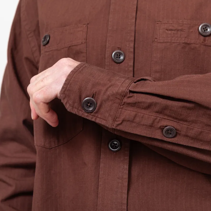 Norse Projects Algot Cotton Ripstop Relaxed Shirt Mahogany-9
