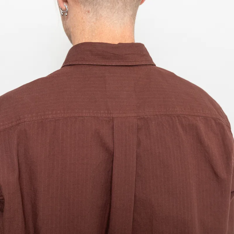 Norse Projects Algot Cotton Ripstop Relaxed Shirt Mahogany-6