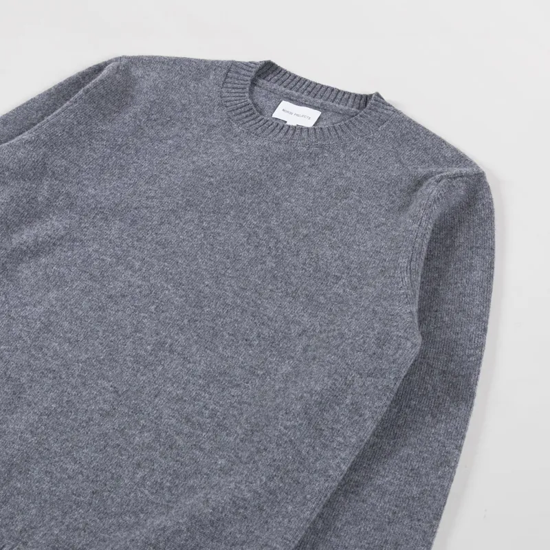 Norse Projects Standard Merino Lambswool Sweater Grey Melange-2
