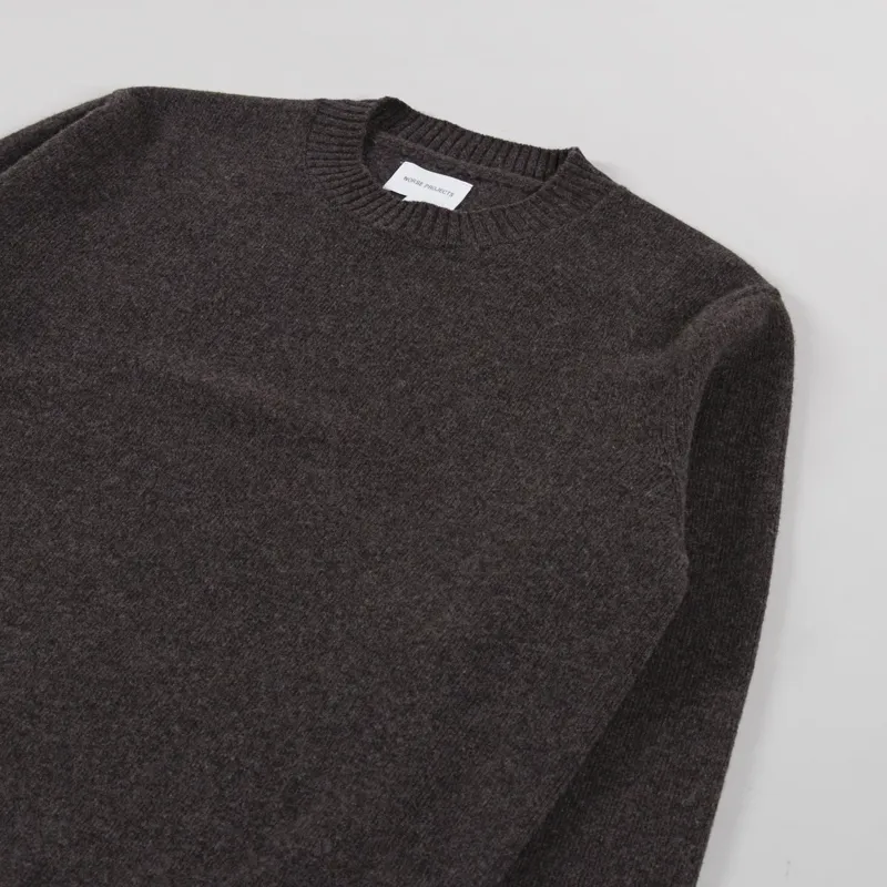 Norse Projects Standard Merino Lambswool Sweater Heathland Brown-2
