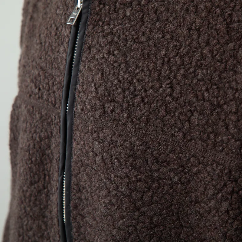 Norse Projects Bjerget Sherpa Wool Fleece Jacket Delicioso Brown-6