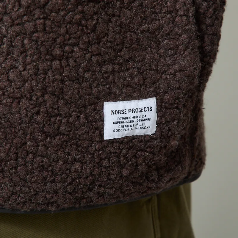 Norse Projects Bjerget Sherpa Wool Fleece Jacket Delicioso Brown-8