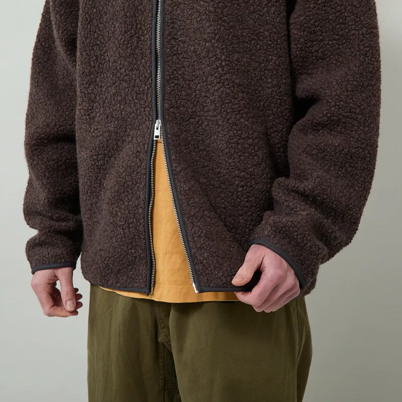 Norse Projects Bjerget Sherpa Wool Fleece Jacket Delicioso Brown-11