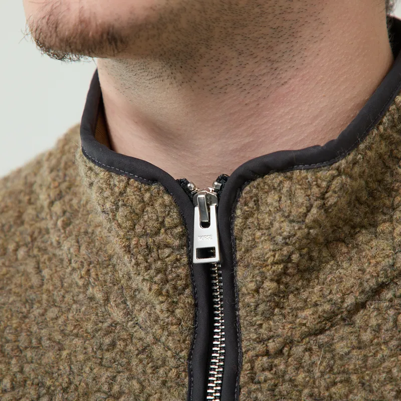 Norse Projects Bjerget Sherpa Wool Fleece Jacket Butternut-4