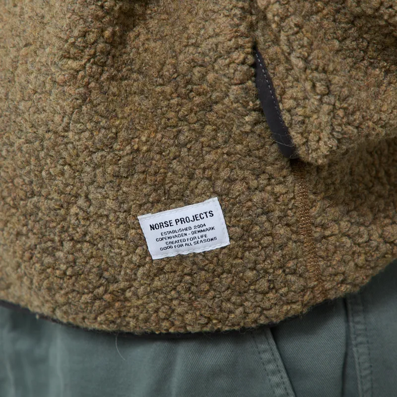 Norse Projects Bjerget Sherpa Wool Fleece Jacket Butternut-6