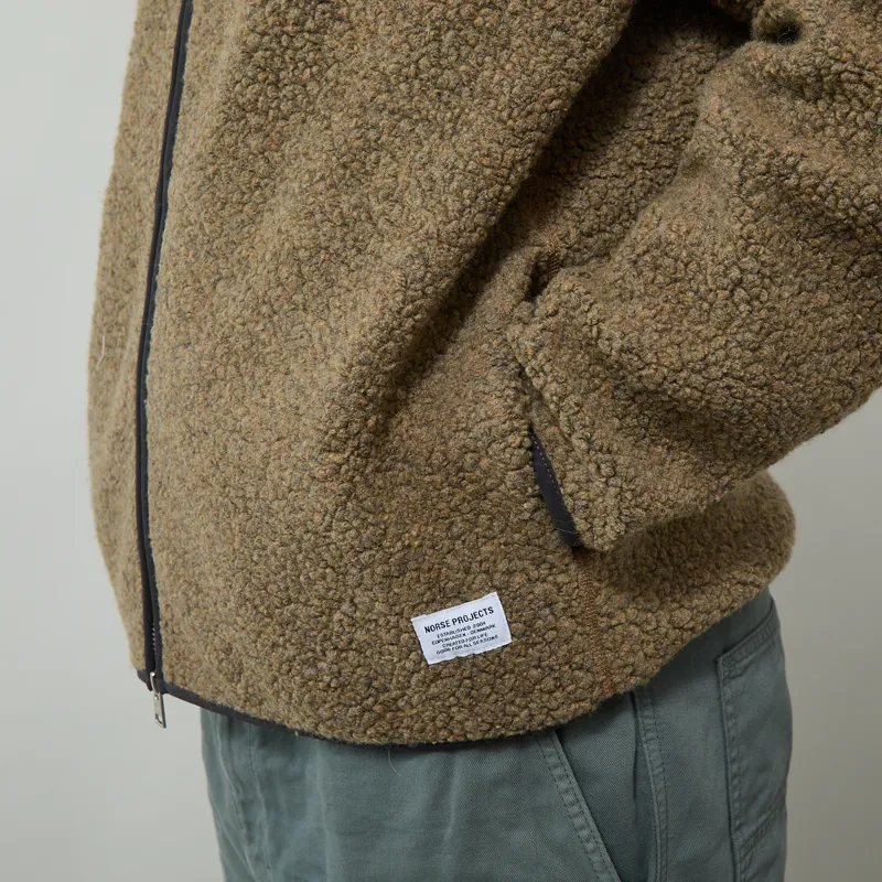 Norse Projects Bjerget Sherpa Wool Fleece Jacket Butternut-7