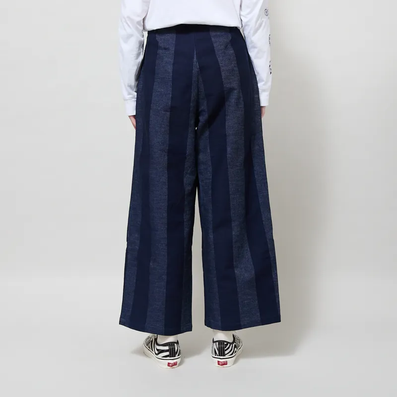 Lowie Womens Stripe Denim Pleat Trousers Blue-2