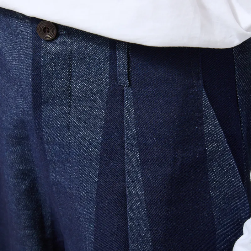 Lowie Womens Stripe Denim Pleat Trousers Blue-4