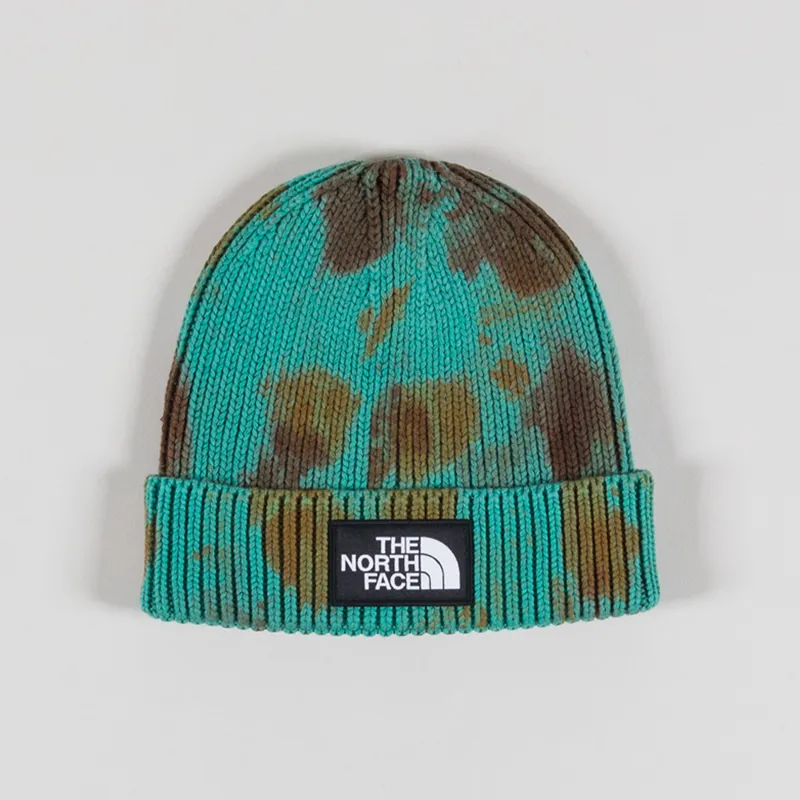 The North Face TNF Mens Tie Dye Logo Box Beanie Blue Green Brown