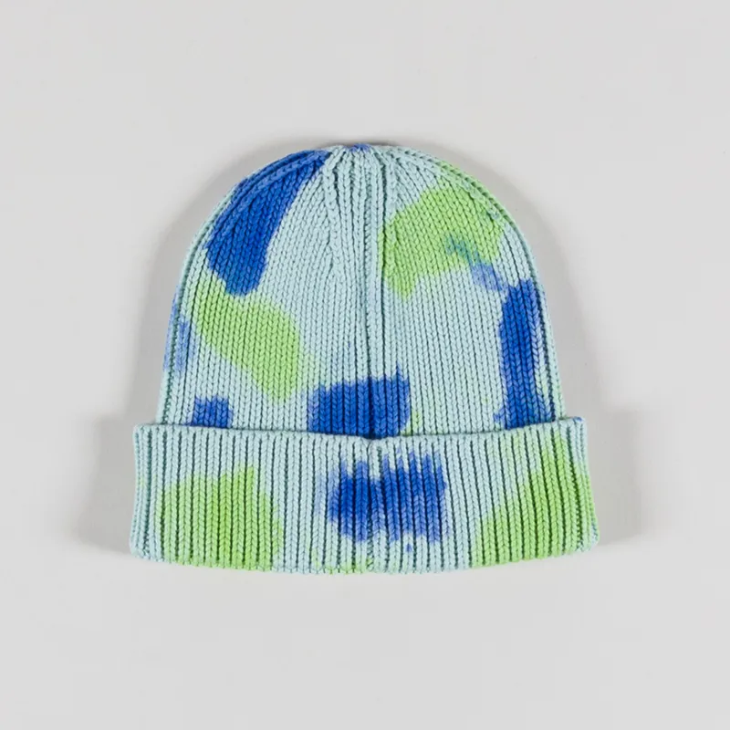 The North Face Tie Dye Logo Box Beanie Muted Pine Blue Lime-1