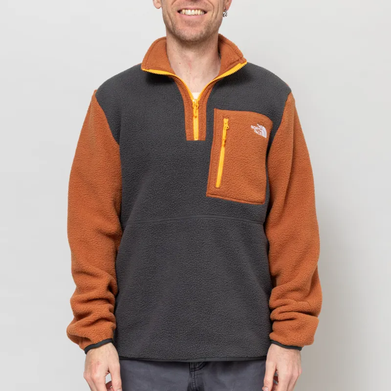 The North Face Yumiori 1/4 Zip Fleece Jacket Asphalt Grey Burnt Umber Summit Gold