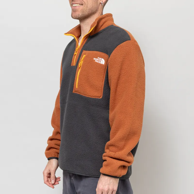 The North Face Yumiori 1/4 Zip Fleece Jacket Asphalt Grey Burnt Umber Summit Gold-1