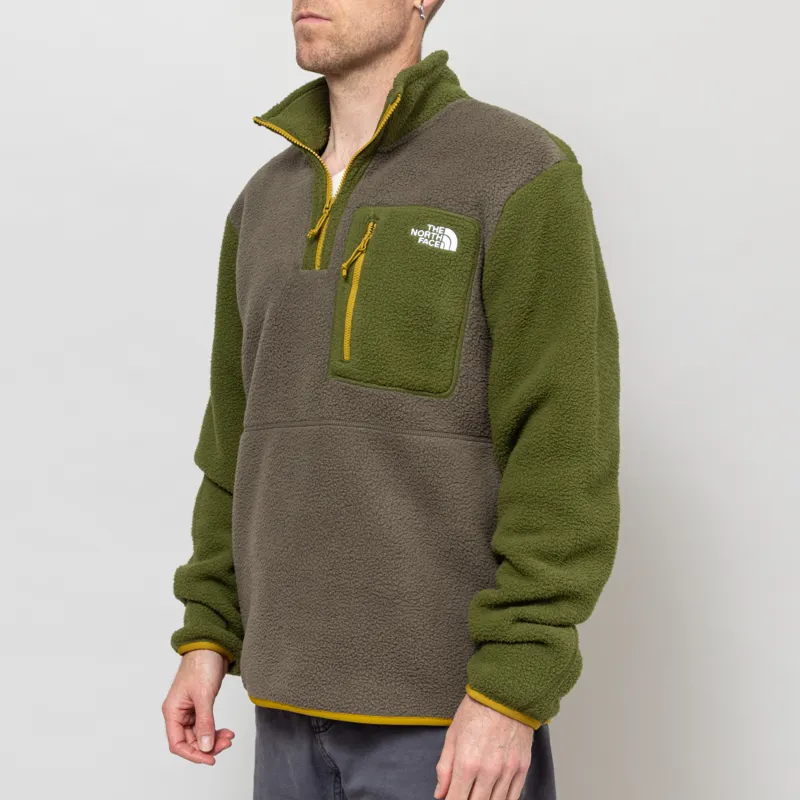 The North Face Yumiori 1/4 Zip Fleece Jacket New Taupe Green Woodland Green Deep Dijon-1