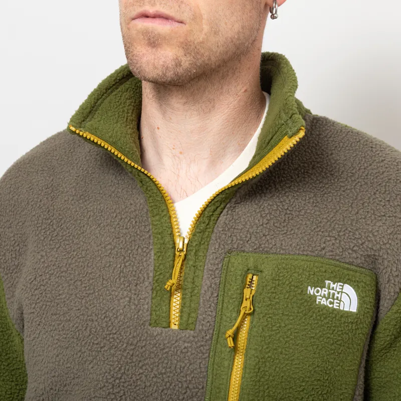The North Face Yumiori 1/4 Zip Fleece Jacket New Taupe Green Woodland Green Deep Dijon-5