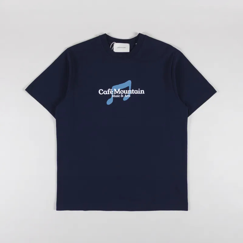 Cafe Mountain Note T Shirt Navy