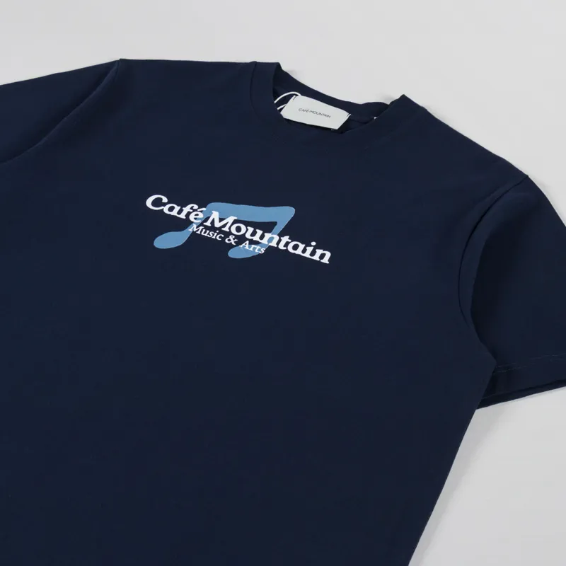 Cafe Mountain Note T Shirt Navy-1