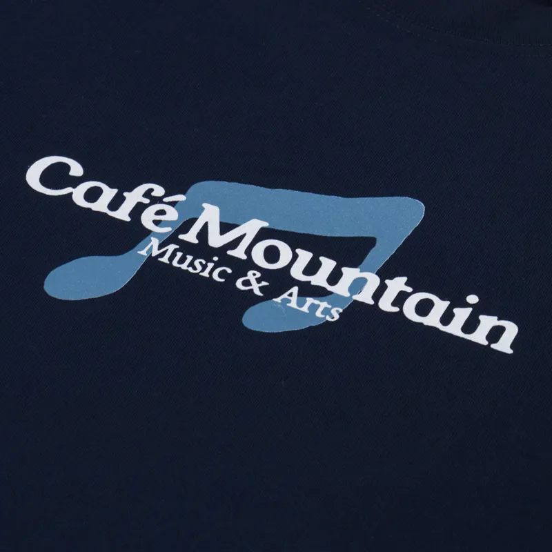 Cafe Mountain Note T Shirt Navy-2